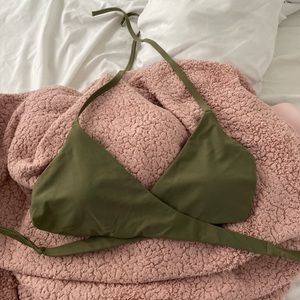 Hollister Olive Green Wrap Bikini Top